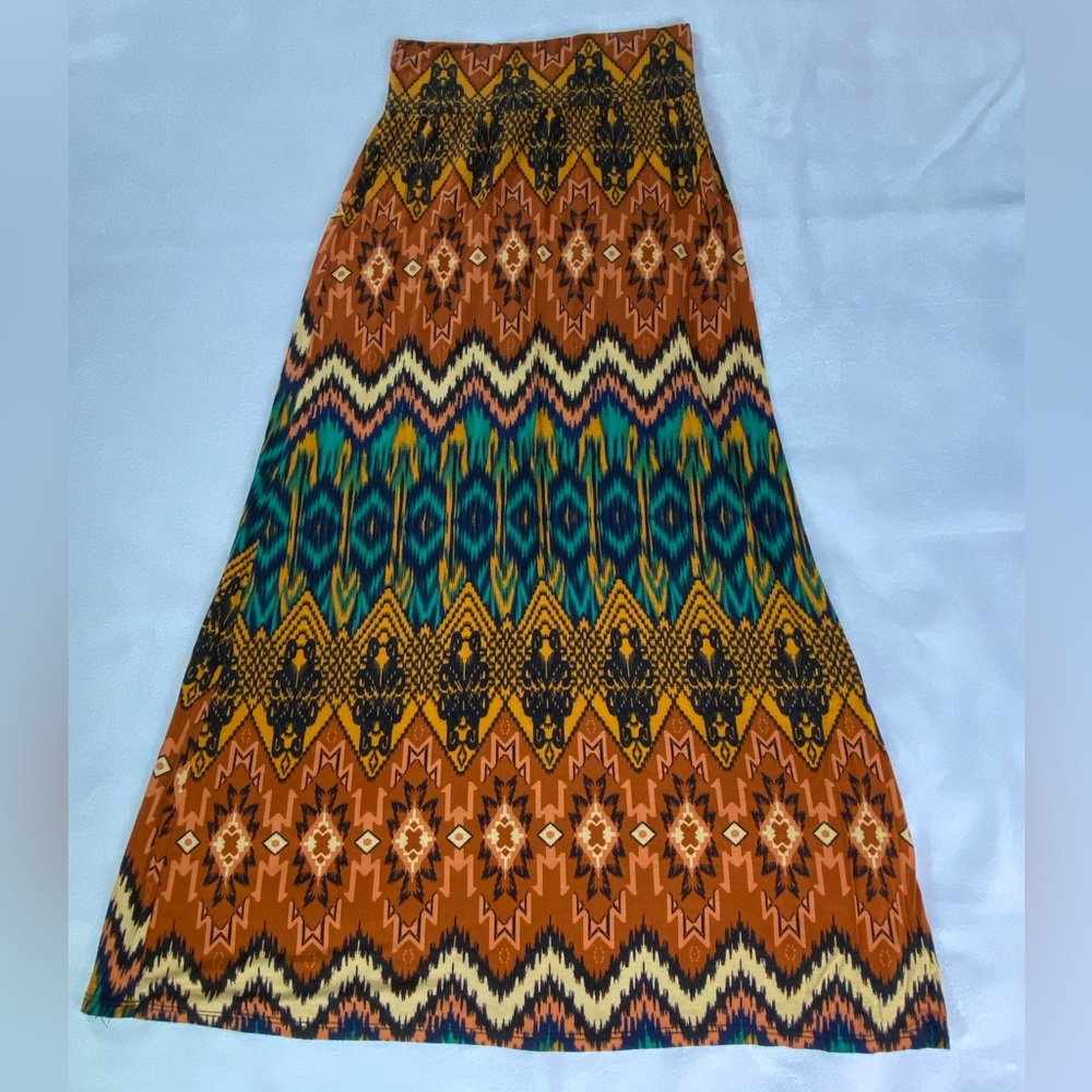 Kirious Maxi Skirt Women’s Large Aztec Western Flowy BOHO Southwestern